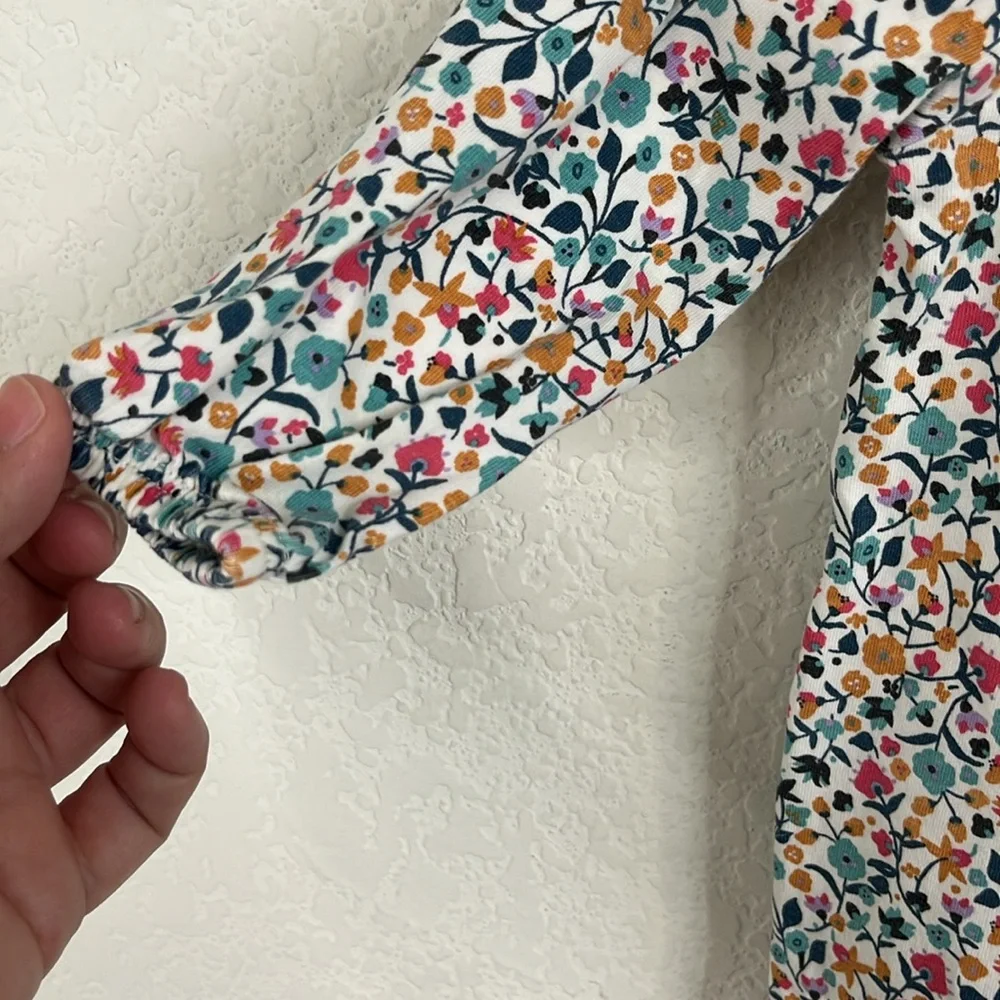 Tea Collection Floral Romper One Pc Smocked Long Sleeve Playsuit